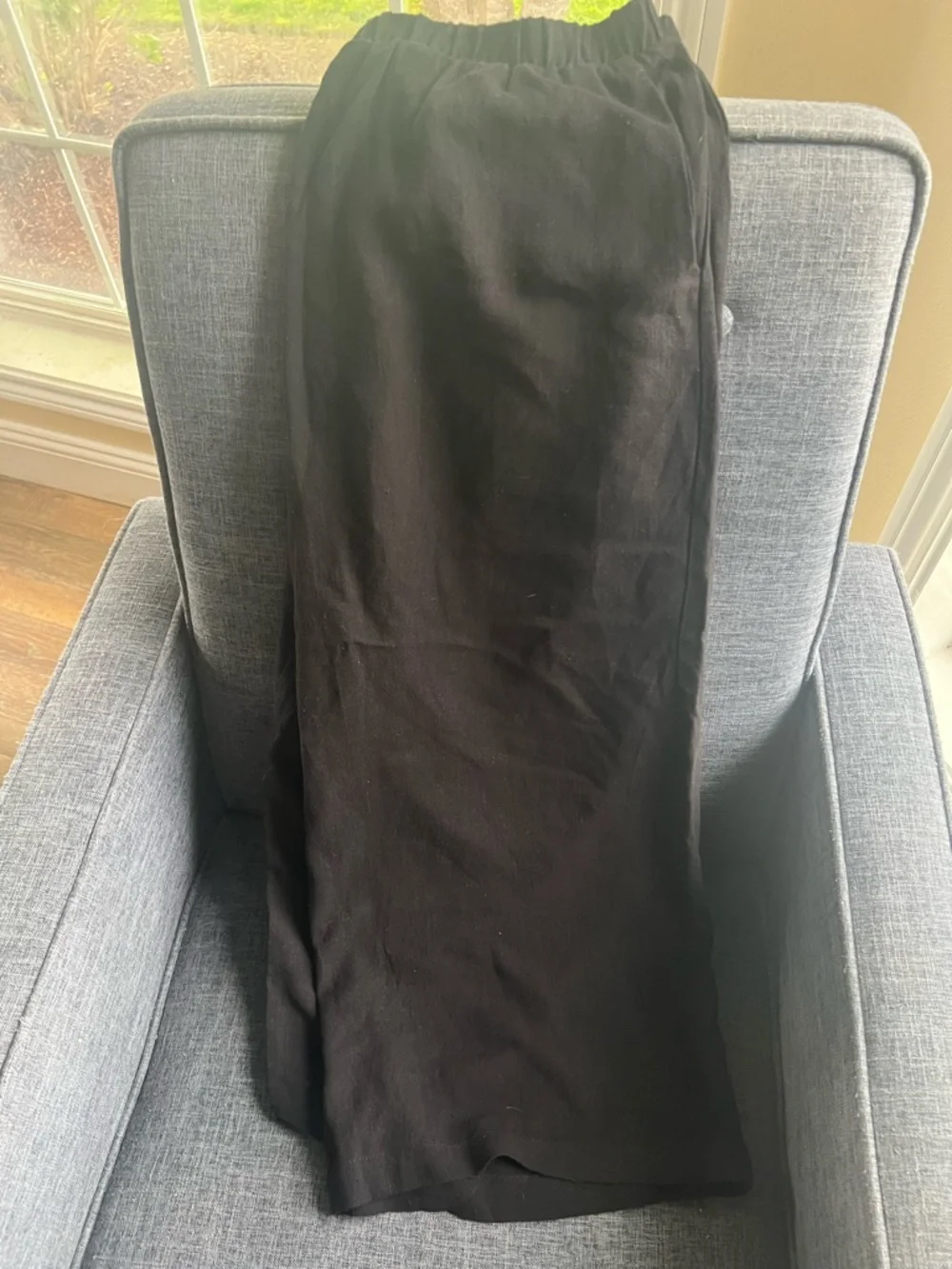 Kylie Paige NWT Black Wide Leg Crop Pants with Elastic Waist. Linen blend. Large